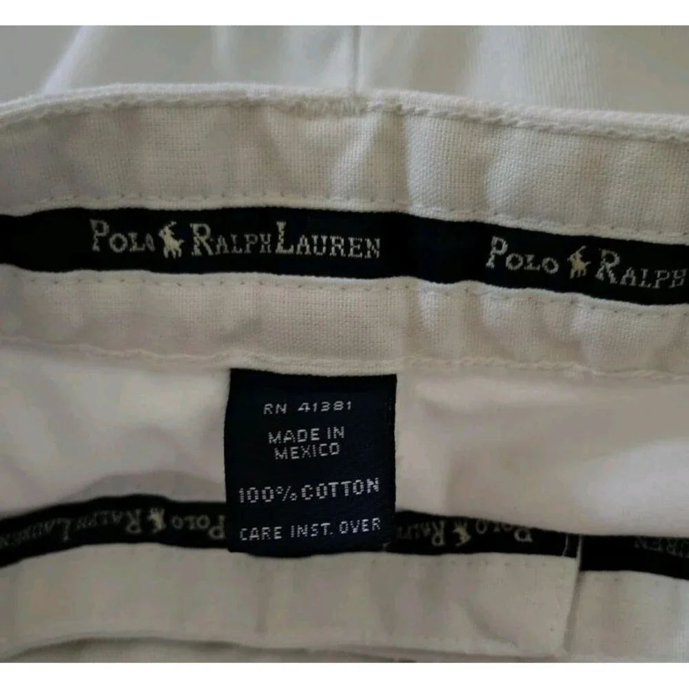 Polo Ralph Lauren Tyler Chino Shorts White 36 Slash Pockets Pleated Cotton